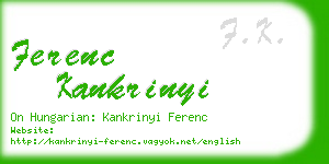 ferenc kankrinyi business card